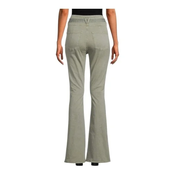 Veronica Beard GISELLE Flare Jeans Sea Foam Green Extra High Rise Belted Size 28